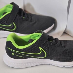 Nike Black and Neon Green Kids' Sneakers